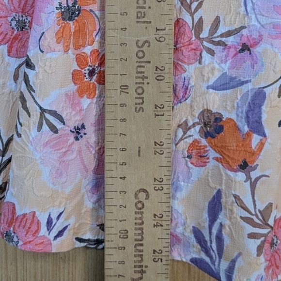 Umgee Womens Floral Puff Sleeve Blouse Pastel Colorful Medium Boho Cottagecore - Picture 6 of 7